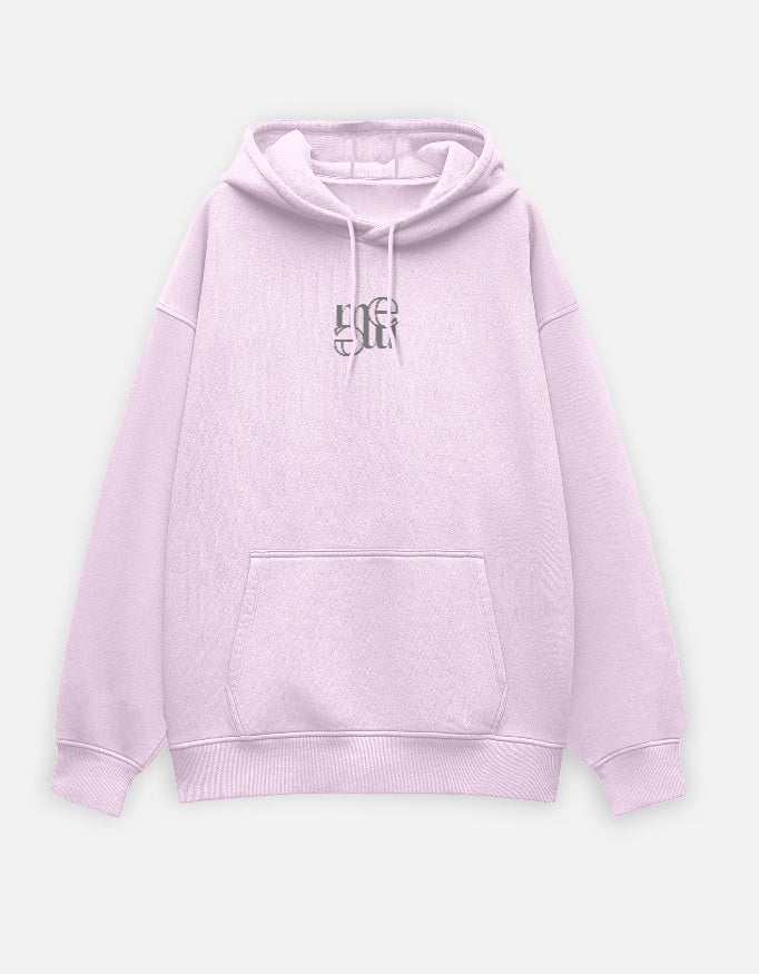 Light purple hoodie with a moonearth logo on alight gray background