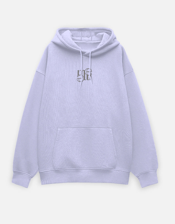 Light purple hoodie with a moonearth logo on the chest against a light gray background