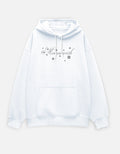 White hoodie with 'Moonearth' branding on a light gray background