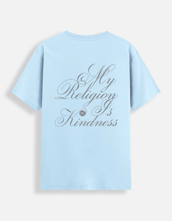 Kind relogion t-shirt back baby blue
