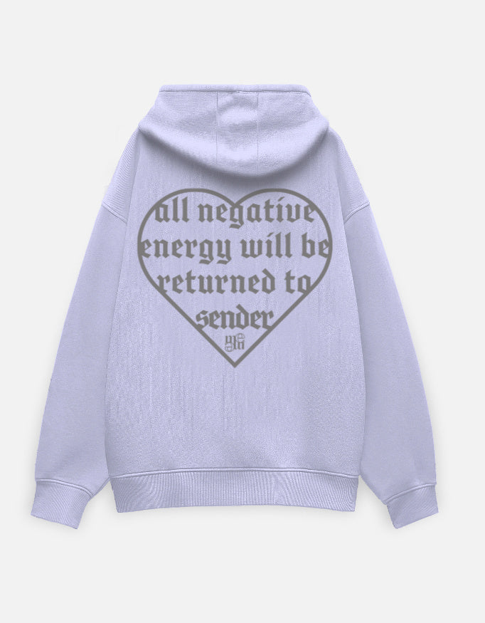 Light purple moonearth hoodie with a heart-shaped text design on the back against a light gray background