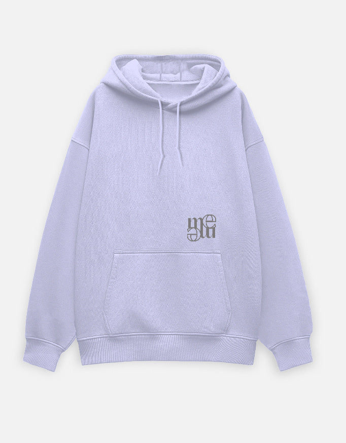 Light purple hoodie with a small moonearth logo on the chest pocket against a light gray background