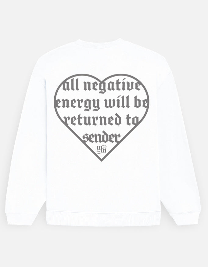 White moonearth hoodie with a black heart-shaped text design on a light gray background