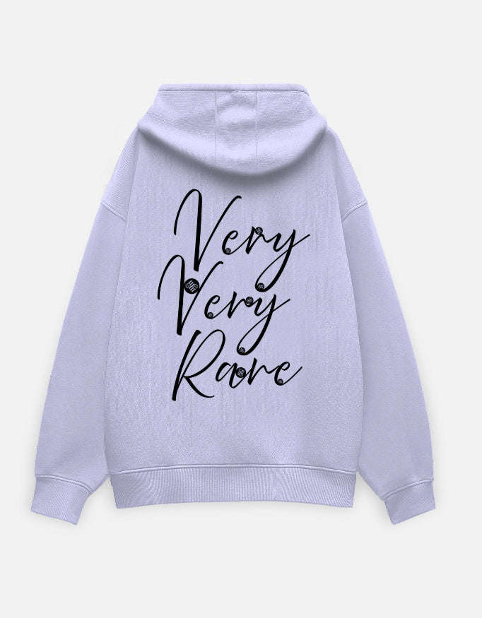Light purple moonearth hoodie with 'Very Very Rare' text on the back against a light gray background